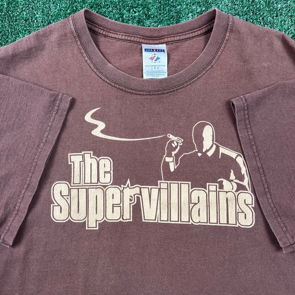 Vintage The Supervillians Ska Reggae Pink Band T-Shirt Mens Large Brown FL Y2K